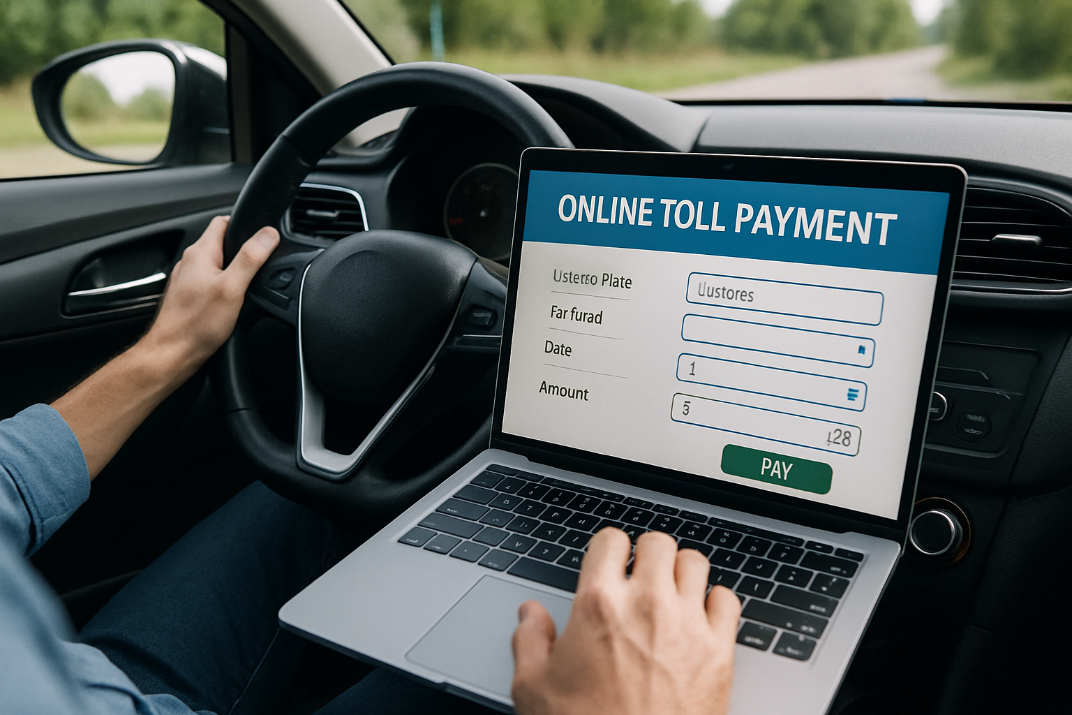 Driver using an online toll payment portal